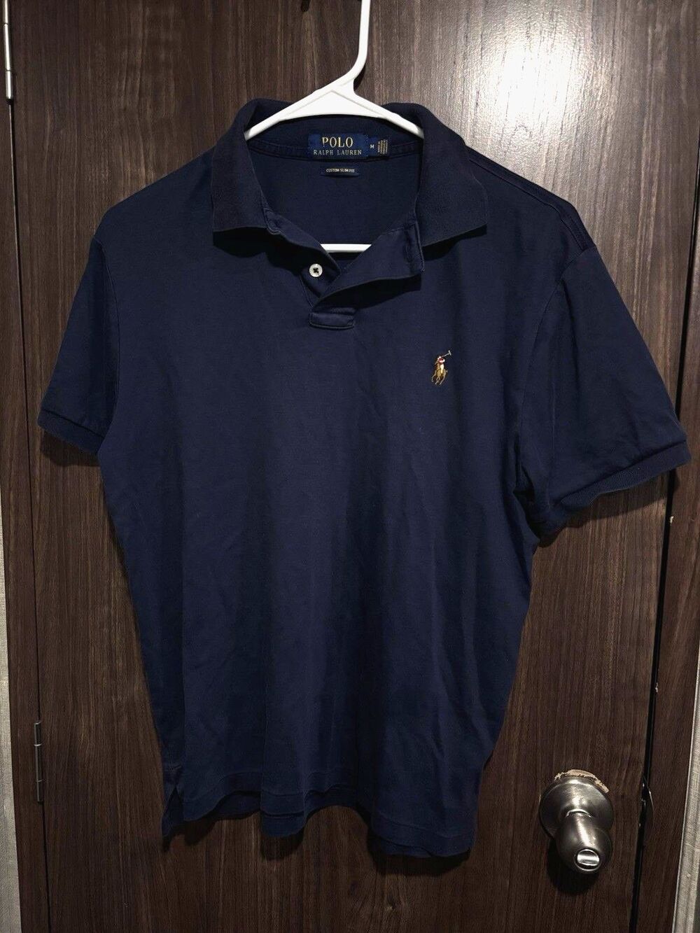 Polo Ralph Lauren Mens Pima Soft Touch Polo Shirt Navy Blue M Short Sleeve Logo